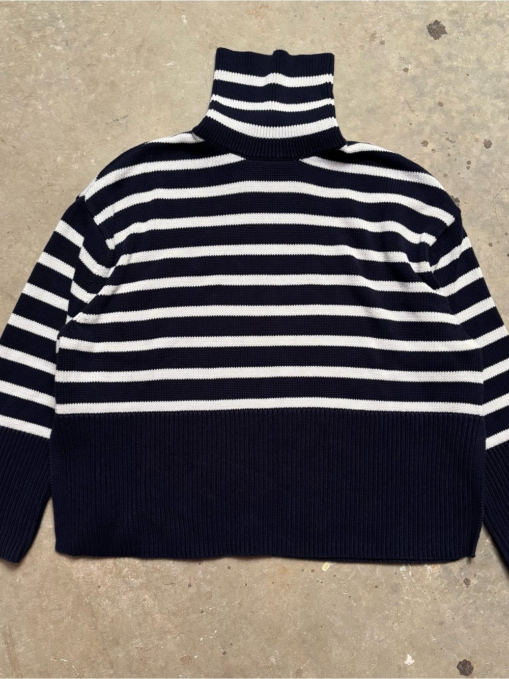 Gap Striped Turtleneck Boxy Sweater Navy & White Sz S